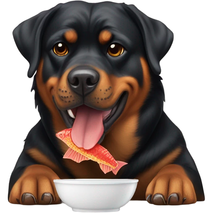 Stupid Rottweiler eating Swedish fish emoji