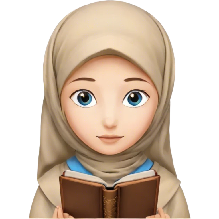 Turkish blonde lilies design Hijabi girl with blue eyes and beautiful finish reading quran emoji