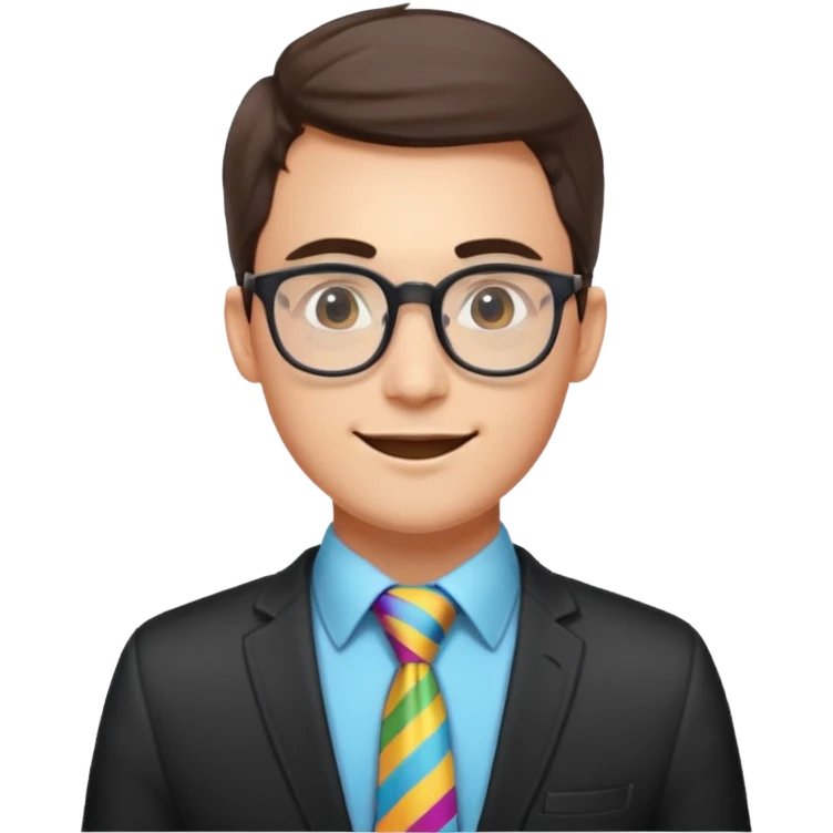 An outgoing marketer male in his late 20s, bespectacled and cheerful image emoji