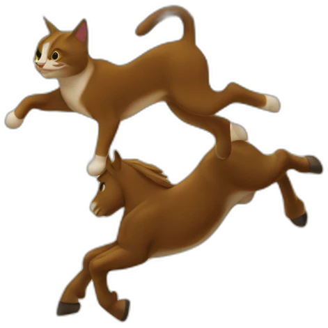 Un chat sautant au dessus d'un cheval sur un arbre emoji