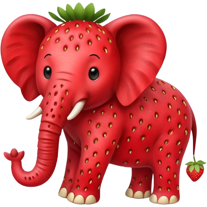 Un elefante con cuerpo de fresa emoji