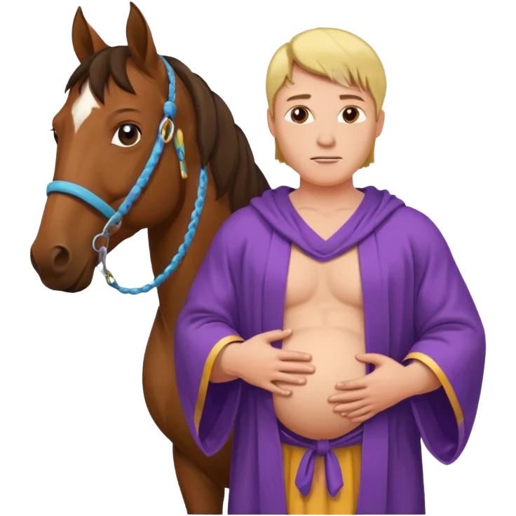 pregnant man  with horse emoji