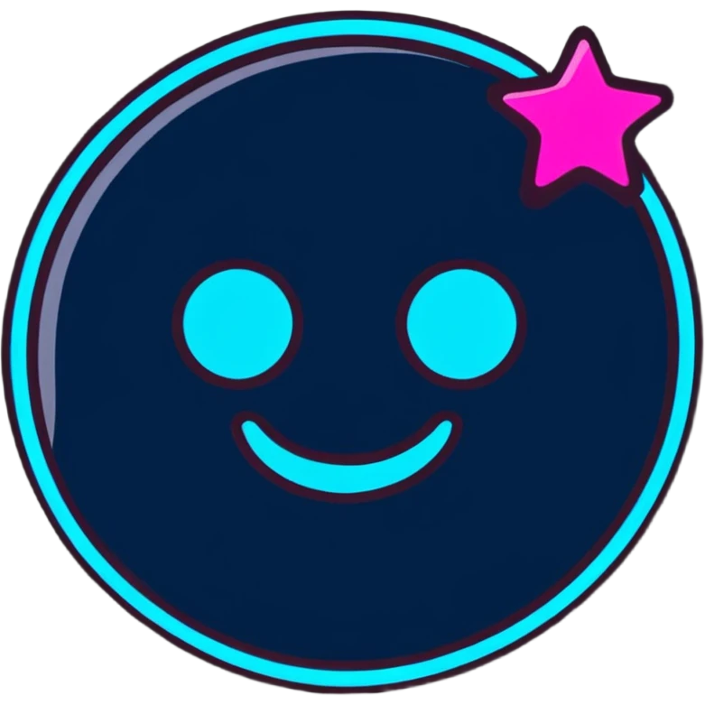 neon blue and pink glowing emoji emoji