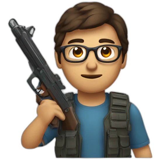 Un mec brun peau brune à lunettes avec un Gun emoji