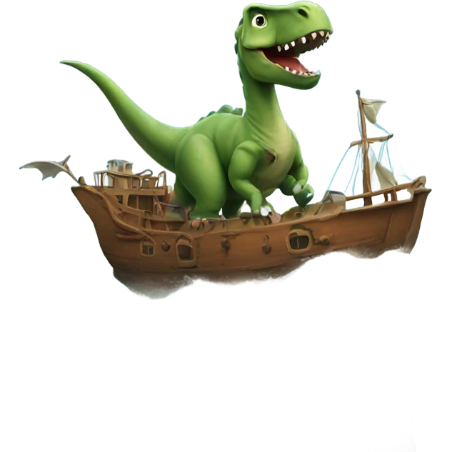 Dinosaur driving a ship emoji