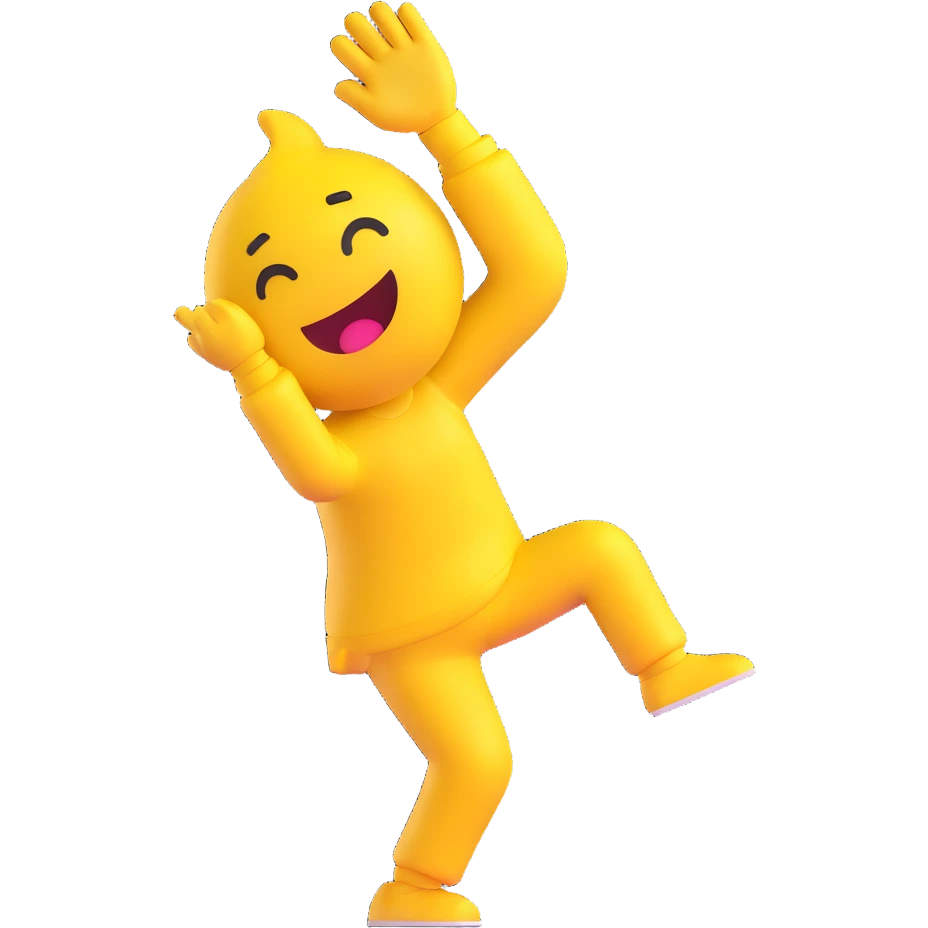 yellow emoji face dabbing, simple and cute emoji