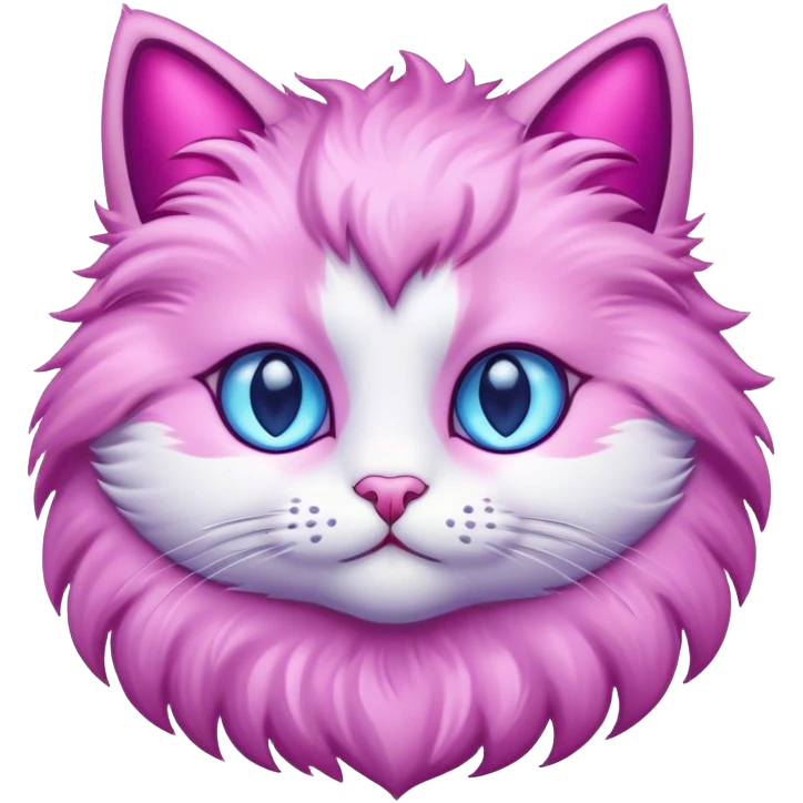 Prink fluffy cat and a purple heart  emoji