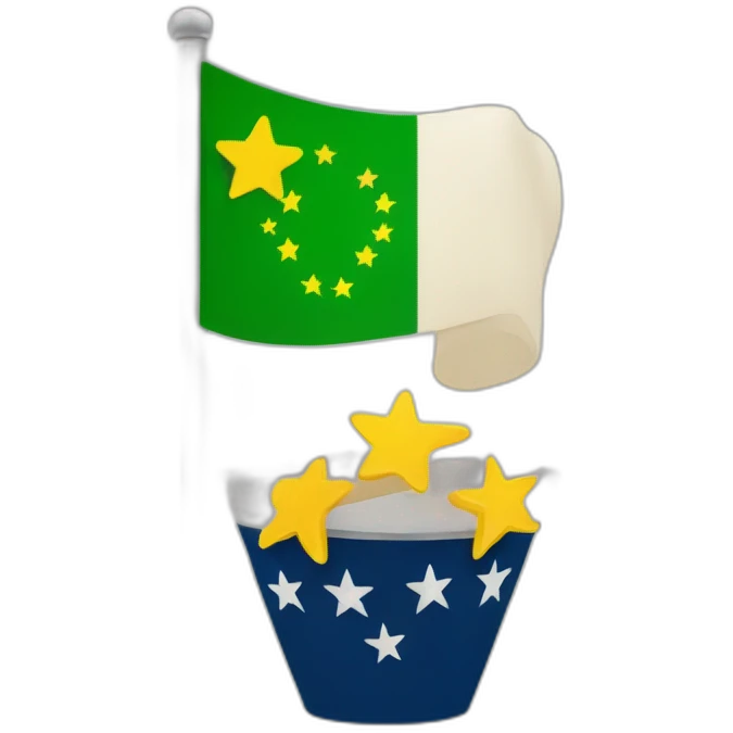 Bandera canaria con siete estrellas verdes emoji