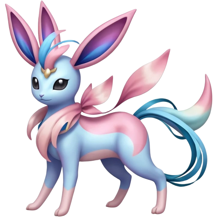 Colorful Shiny Exotic Cresselia-Sylveon-Suicune-Fakémon-hybrid-creature (full body)  emoji