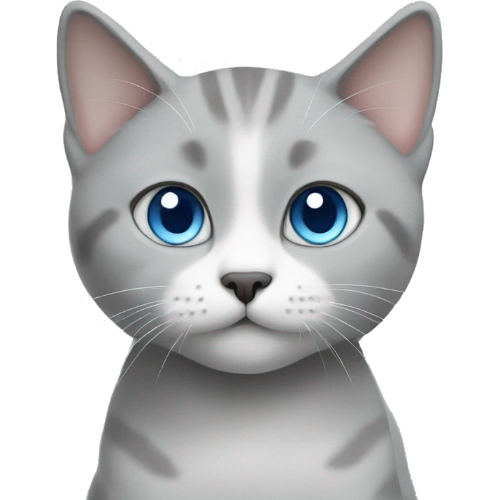 Grey and White, British Short Hair cat whit Blue Eyes emoji