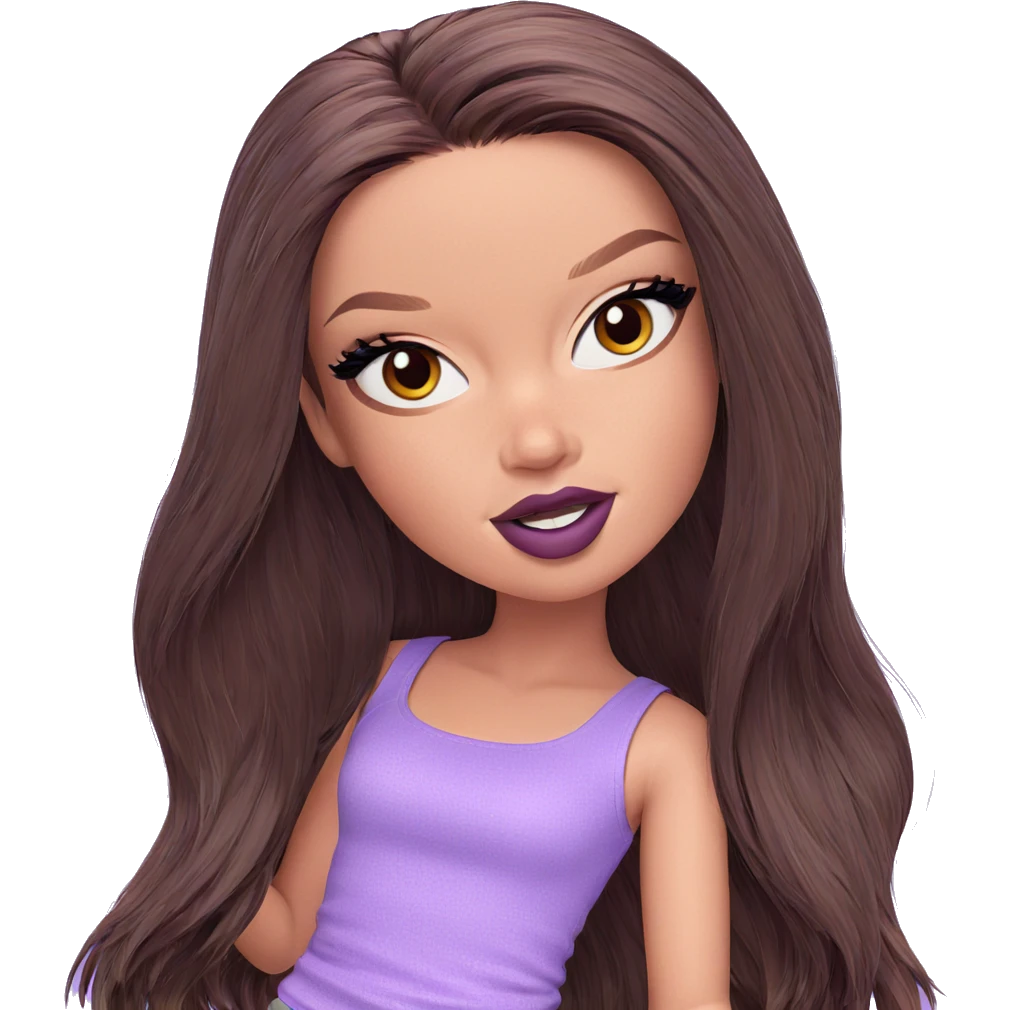 brown-haired girl in purple emoji
