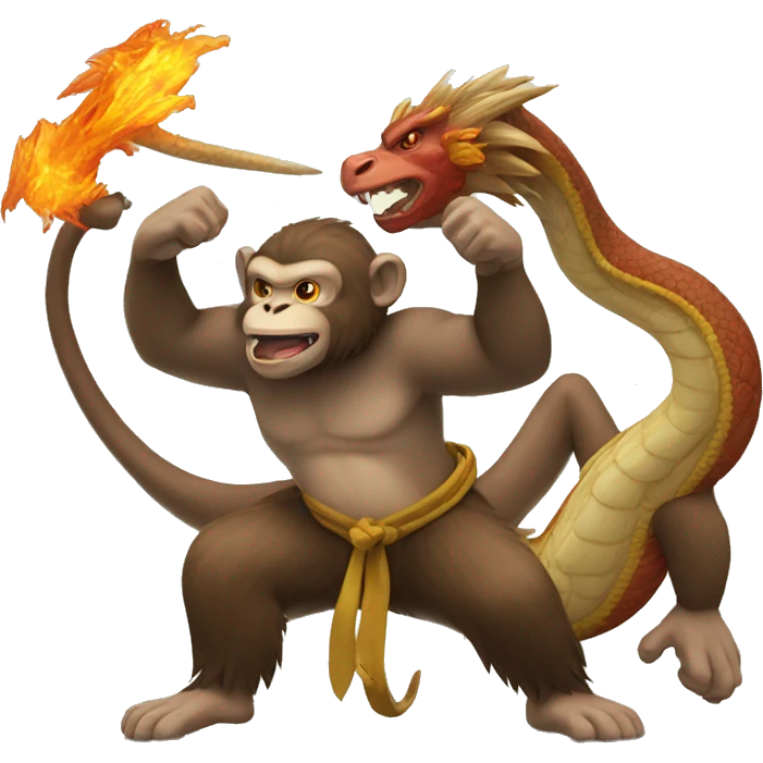 Monkey fighting dragon  emoji