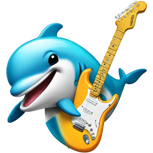 Dolphin with sun shades playing a fender Stratocaster emoji