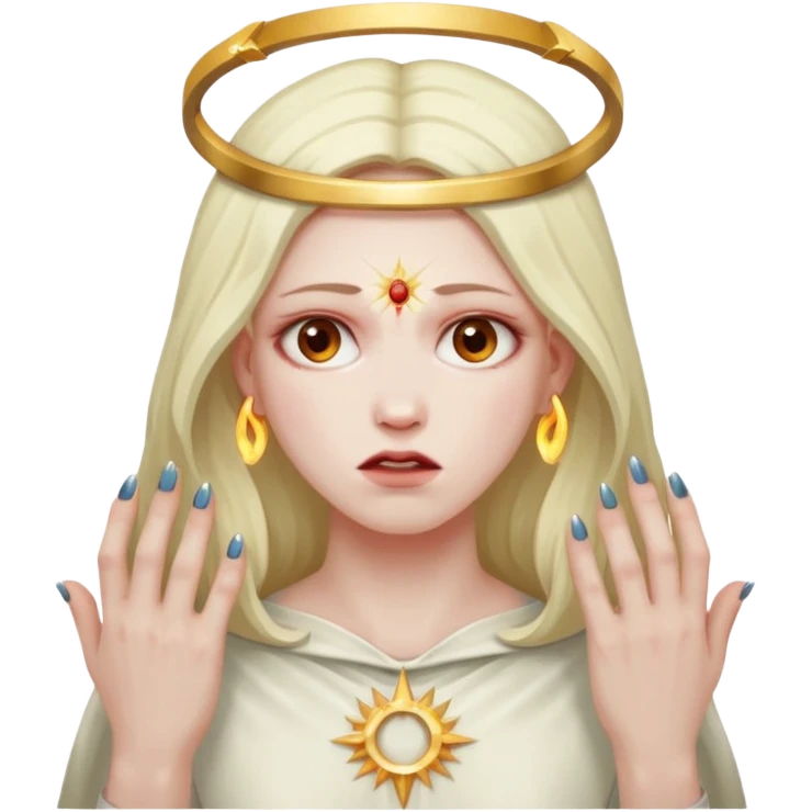 Halo pierced into living flesh with nails, pain and devotion intertwined emoji
