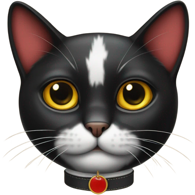 Gato negro con collar rojo  emoji