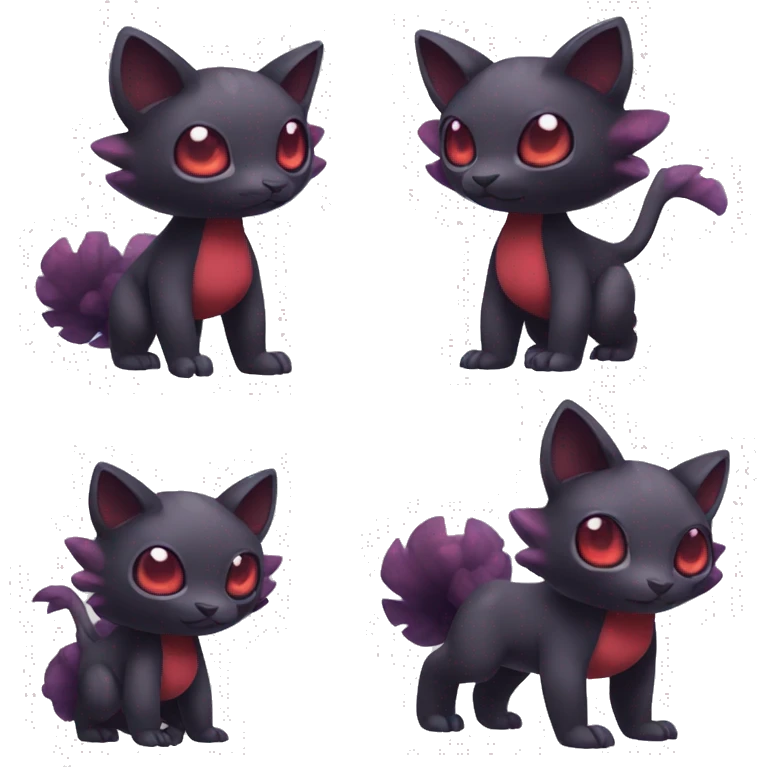 Cute cool dark black red purple animal hybrid Fakemon full body emoji