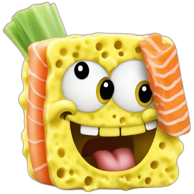 sponge bob eating sushi emoji