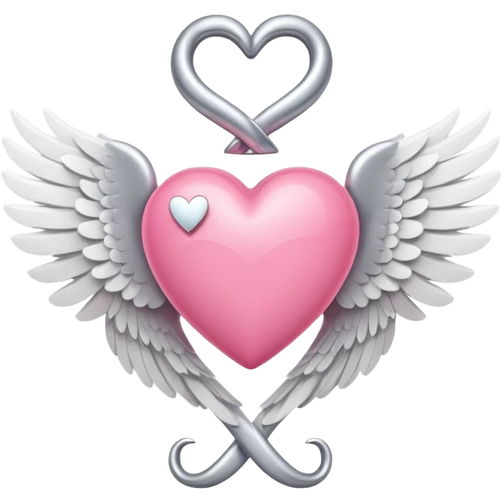 pink heart with white wings and an infinity symbol above it, Apple emoji style emoji