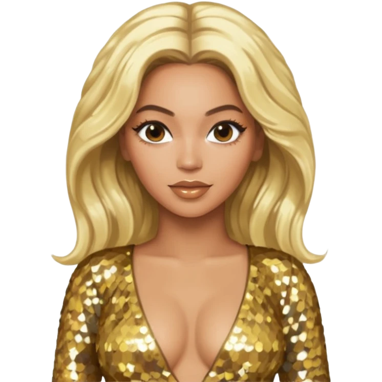Beyonce platinum blonde hair, gold outfit emoji