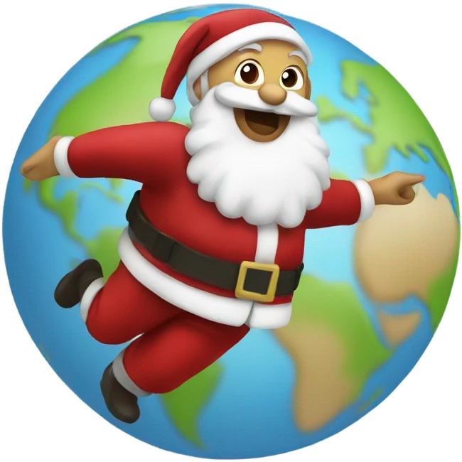 Santa flying around the globe  emoji