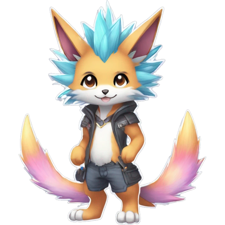 Anthro Scalie Spiky Cool Edgy Magical Shiny Colorful Pastel Sparkle Kemono-style Chibi Fantasy-Animal-Fakémon-Pokémon-Hybrid Fur Sona Aesthetic Full Body emoji