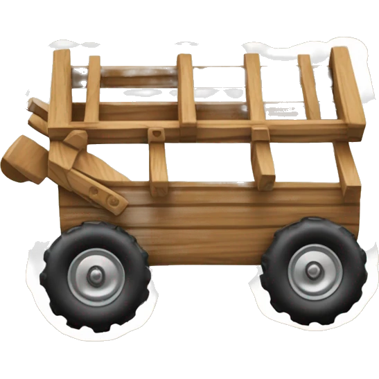 an all terrain vehicle with thread wheels but its a wooden wagon emoji