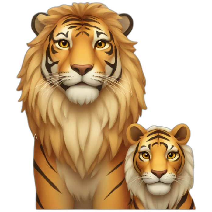 Tiger and Lion live couple emoji
