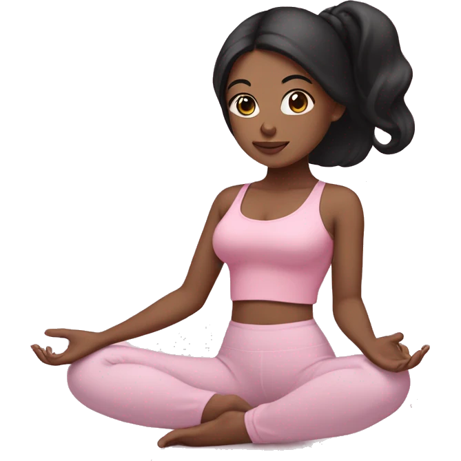 yoga girl with black hair and baby pink outfit emoji