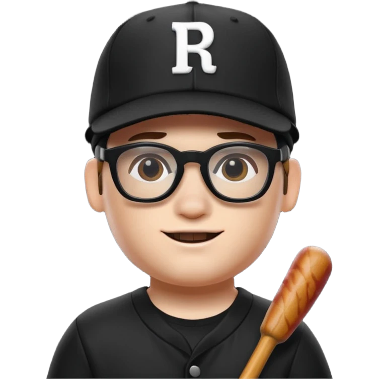 a roblox bacon that has a black baseball hat and has cool black glasses emoji