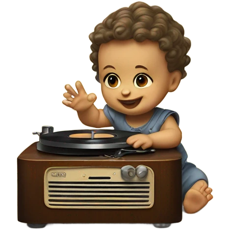 Baby on a record player emoji