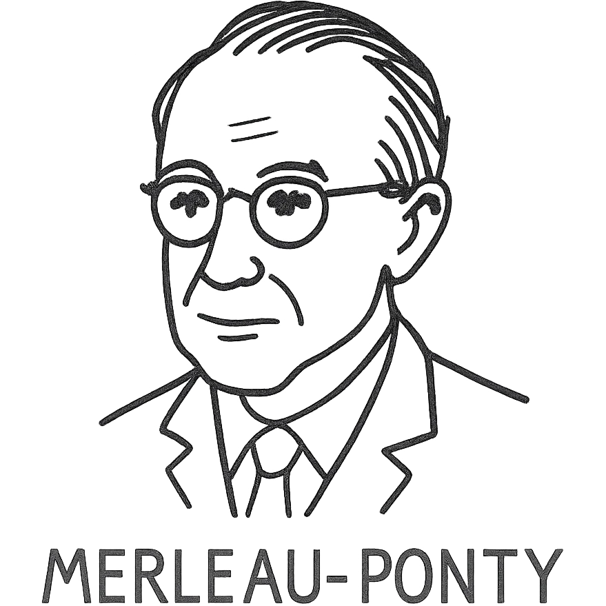 Merleau-Ponty hand-drawn black outline emoji