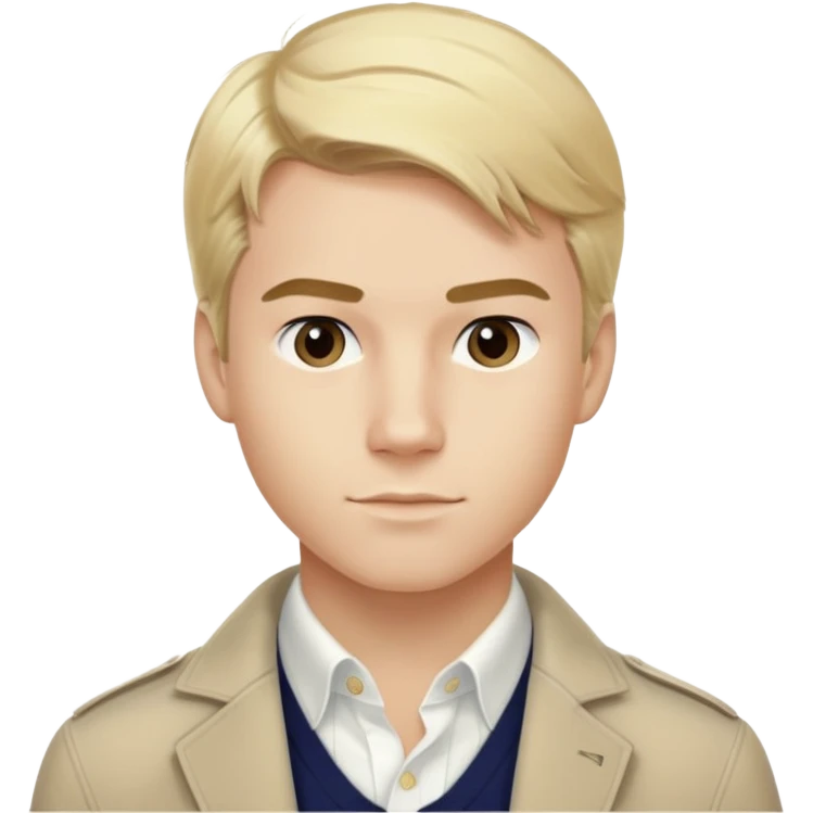 Guy in round glasses : cute appearance : blond hair : dressed with Ralph Lauren style : small bristles emoji