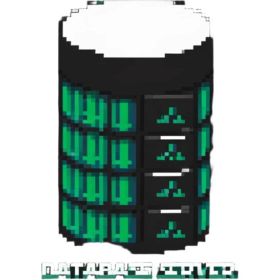 Database server logo with SQL text and cylinder symbols emoji