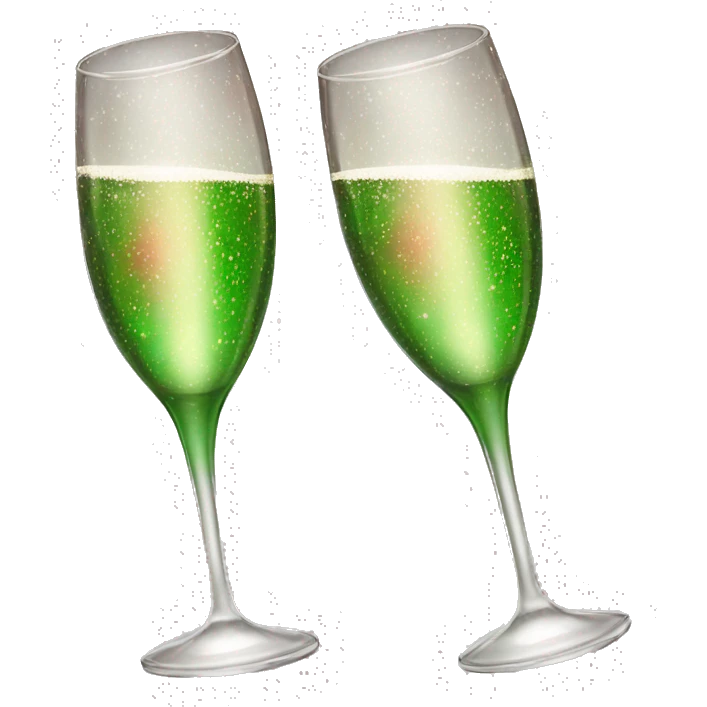 Two champagne glasses with red and green sparkles emoji