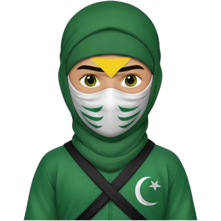 Ninja arab green and white with mask pakistani flag emoji