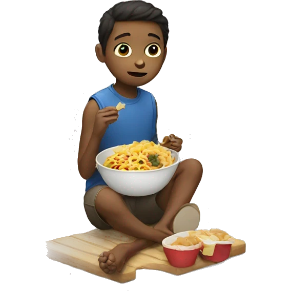 boy eating food emoji