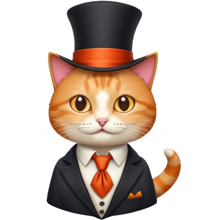 Gato con corbata roja y sombrero de mago emoji