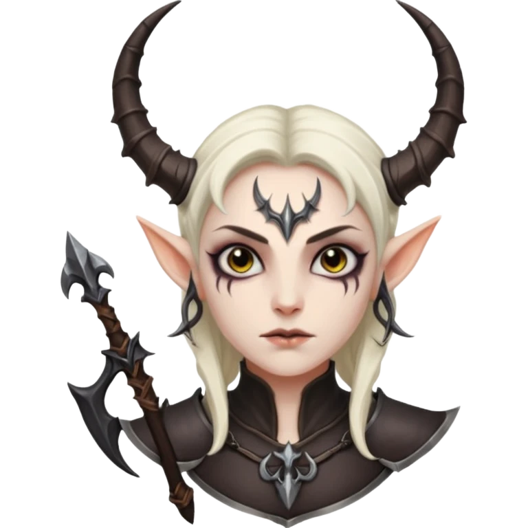 Dark elf with demonic horns and cursed bow emoji