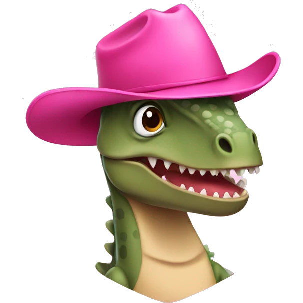 Dinosaur with pink cowboy hat emoji