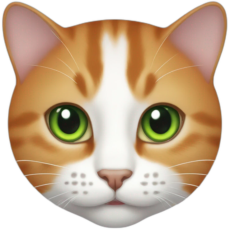 Cat half orange et blanc with green eyes emoji