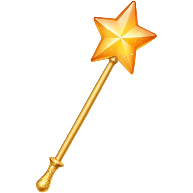 Classic magic wand like Apple's emoji but with yellow stars featuring a smooth yellow-to-orange gradient, sparkly magical effect emoji