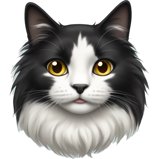 Black and white long haired cat emoji