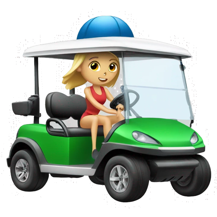 Speeding golf cart With girl diving emoji