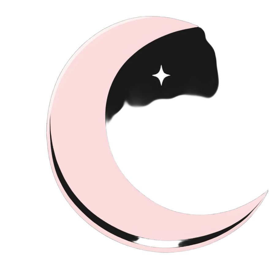 shimmering light pink crescent moon with sparkles emoji