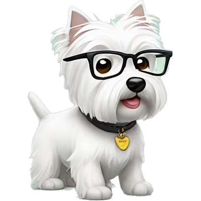 west highland white terrier with glasses emoji