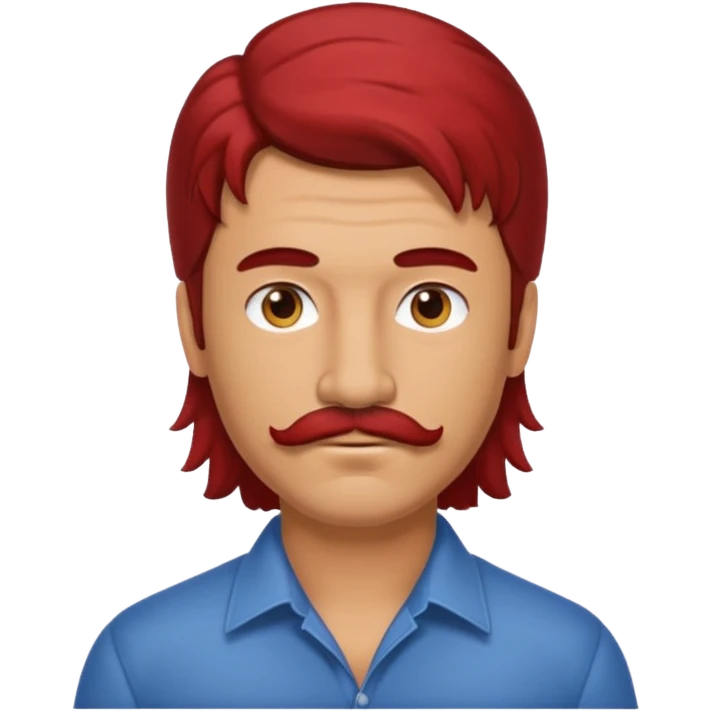 Mullet man with mustache brunet red neck  emoji