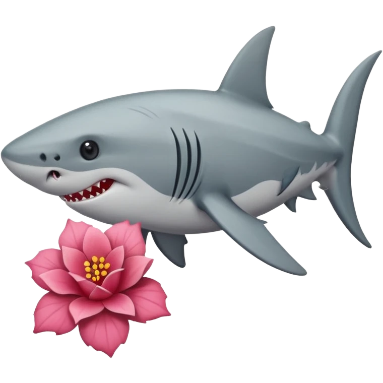 Un tiburón con una flor emoji