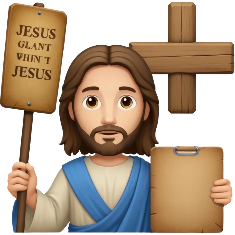 Jésus avec une pancarte dans ses mains dans ses mains emoji