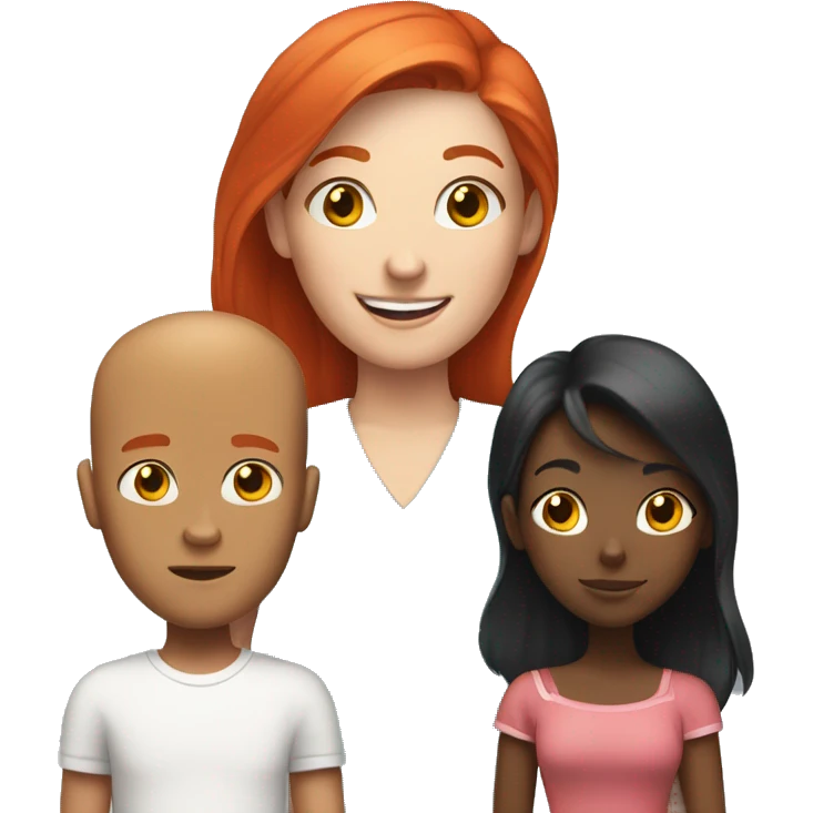 Family With a red hair women, a bald man and a huge man With red hair and a young girl With blond hair and a black withe dog emoji