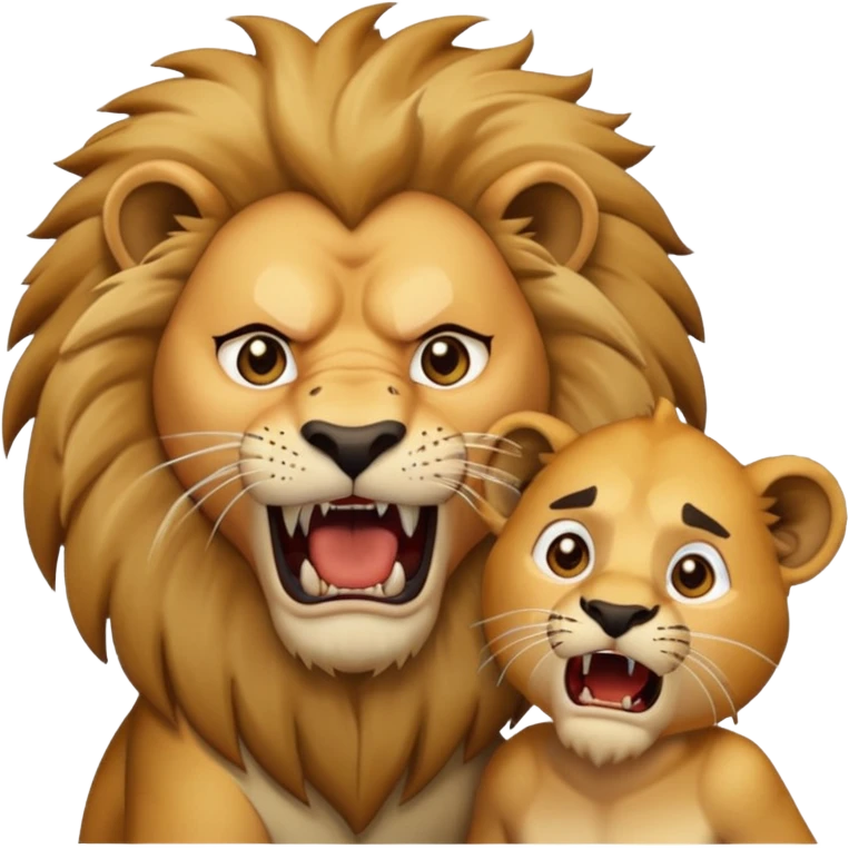 Lion attacking a man emoji